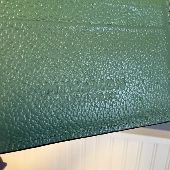 Min & Mon Frodo Basil Green Leather Cardholder Slim Wallet Tiger Flowers - Picture 4 of 8